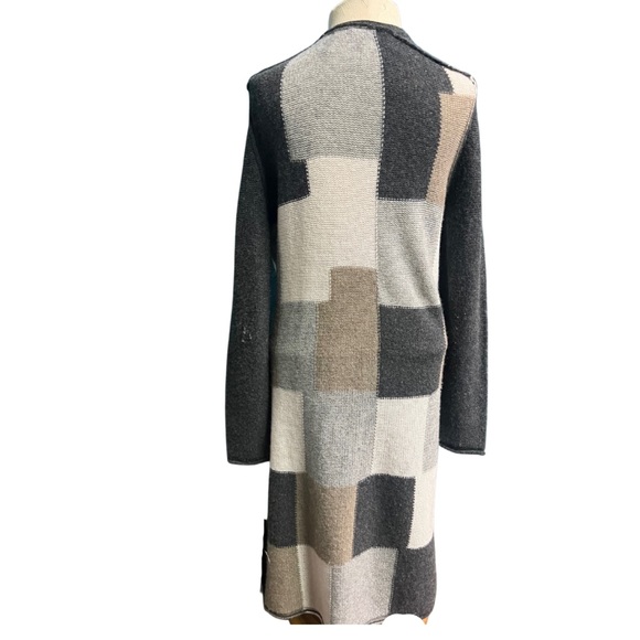 27 Miles 100% Cashmere Grey Color Block Duster/Cardigan, Sz S! - Picture 4 of 5